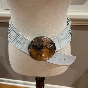 Chico’s white and silver leather belt
